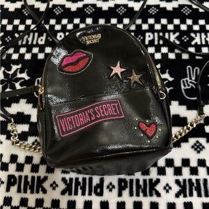 Victoria's Secret Black Backpack with Pink Accents
